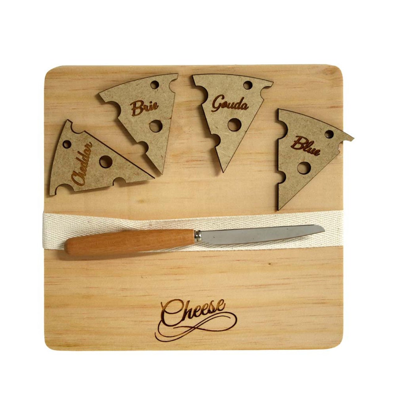 Wooden Cheese Board with 4 Cheese Pegs - Future Decor