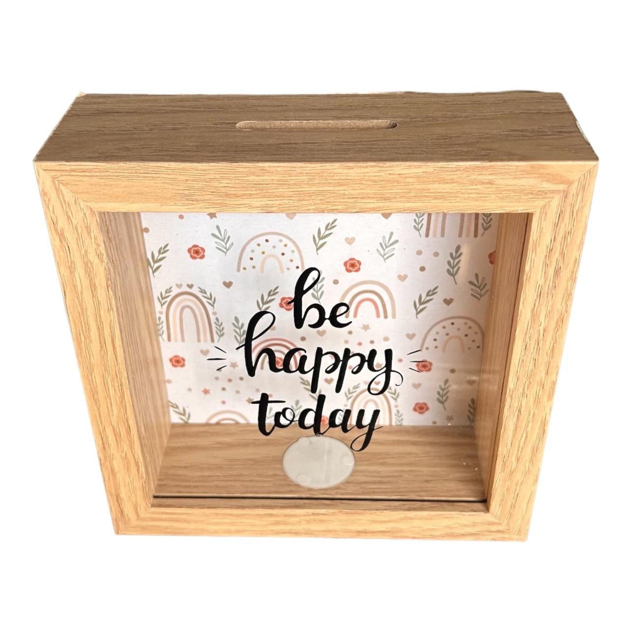 Wooden Money Box Small - Be Happy Today - Future Decor