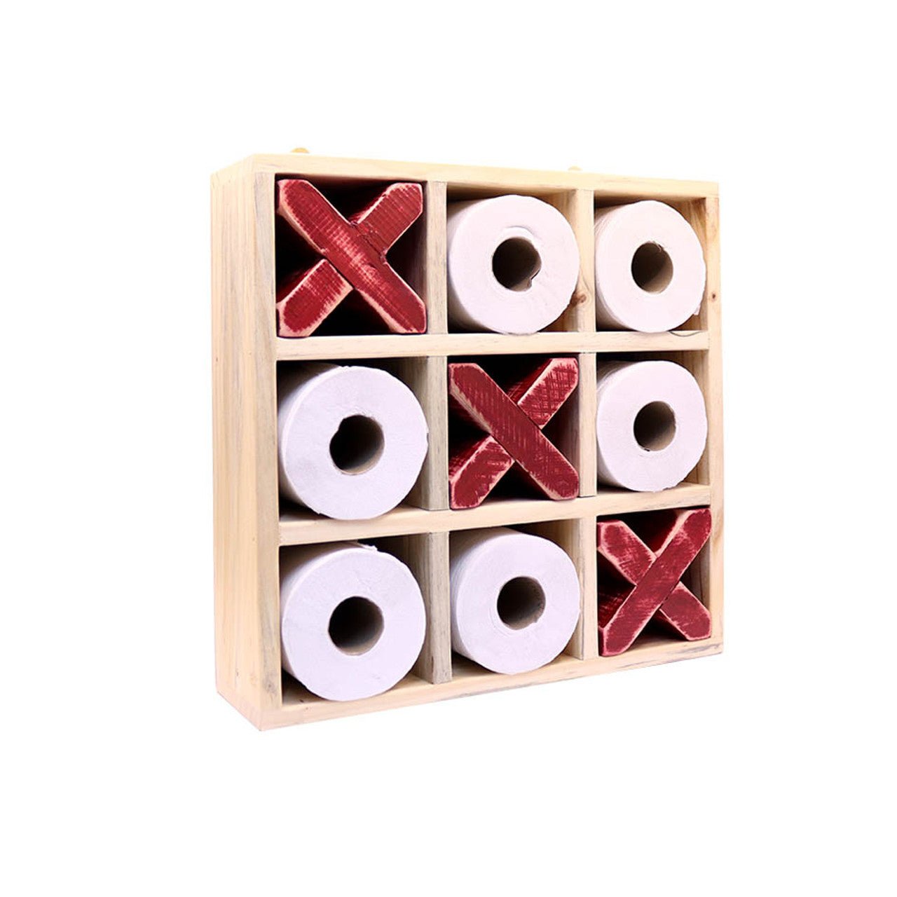 Wooden Toilet Paper Holder - Red X's - Future Decor