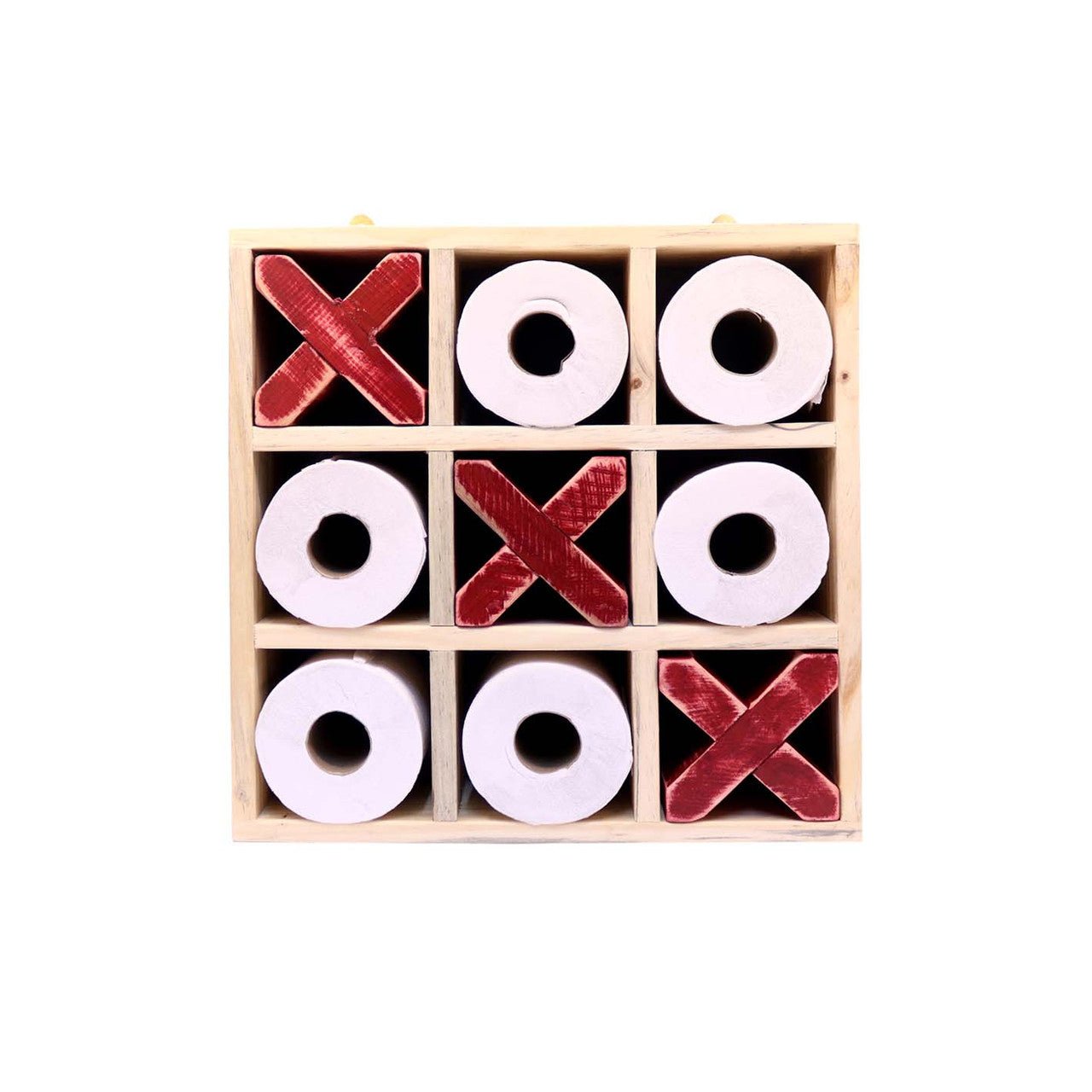 Wooden Toilet Paper Holder - Red X's - Future Decor